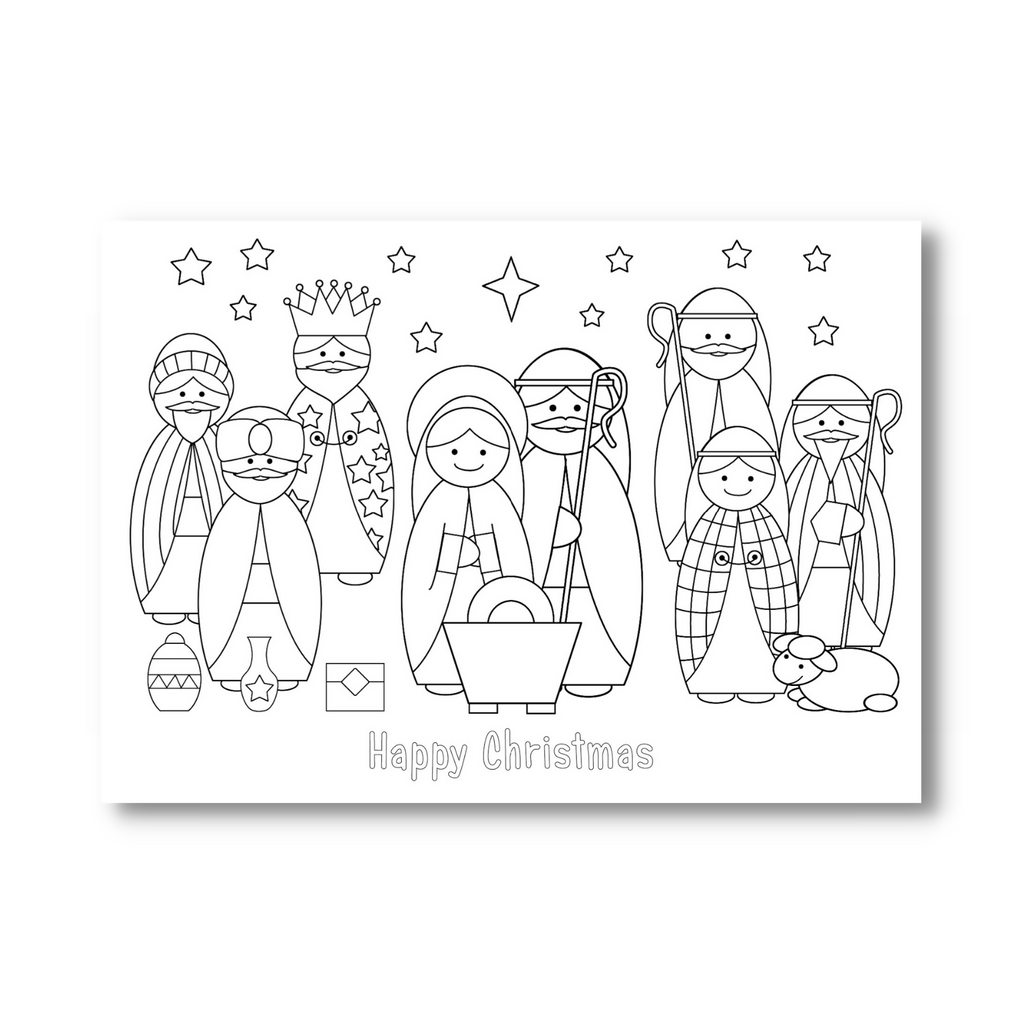 Nativity Colouring Postcard
