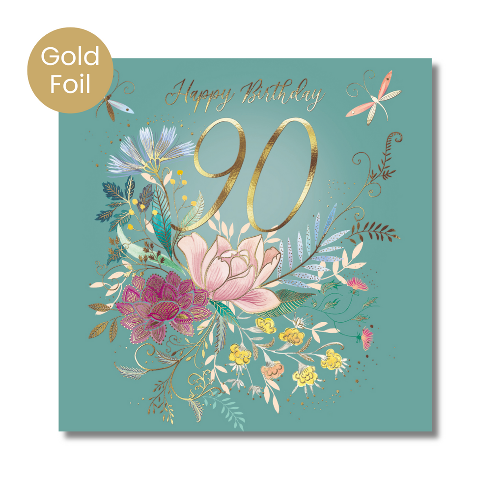 90th Pink Flower & Dragonfly