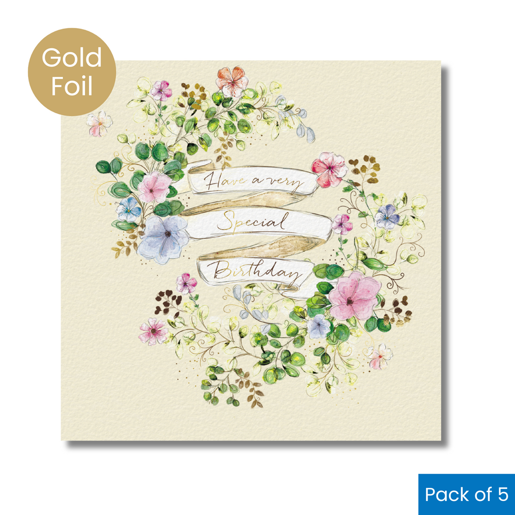 Watercolour Flowers & Banner