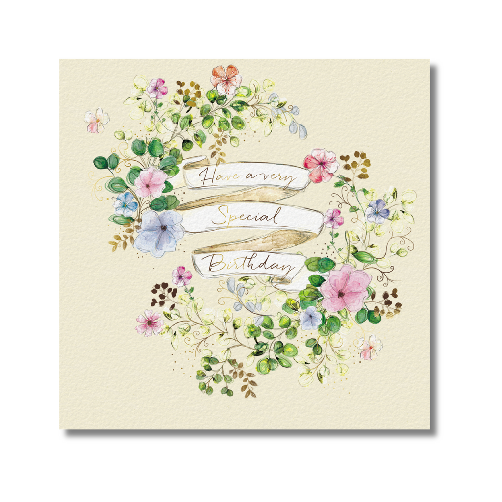 Watercolour Flowers & Banner