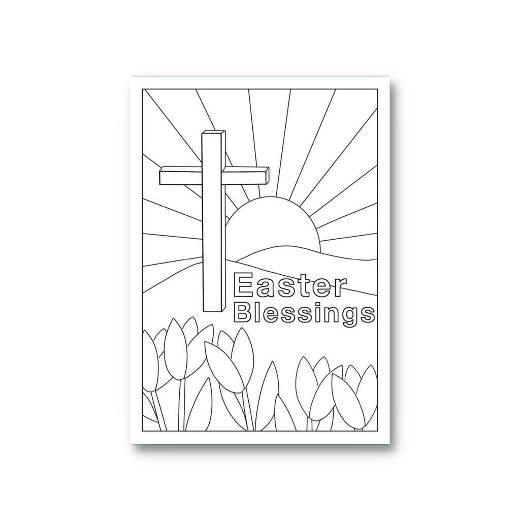 Easter Blessings Colouring Postcard