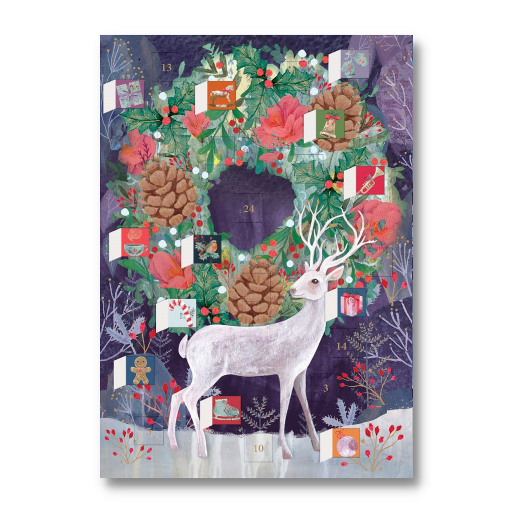 Stag And Wreath Advent Card